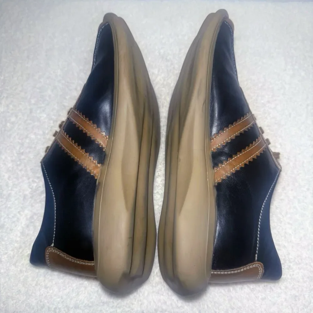 Kenneth Cole Reaction 2Tone Black/Brown Leather Lace Up Casual Men Shoes Size 12